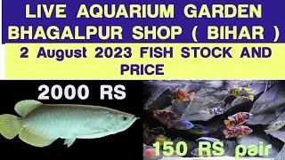 # video 327- LIVE AQUARIUM GARDEN BHAGALPUR SHOP 2 AUGUST 2023 FISH STOCK AND PRICE #fishcost