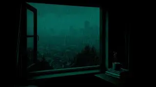 Quiet Indoor Room | Soft Rain Outside the Window | Calm Night Ambience