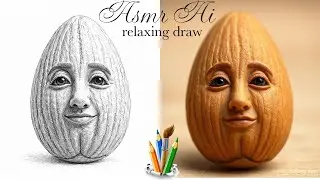 ASMR AI Video Almond and B&W draw Almond