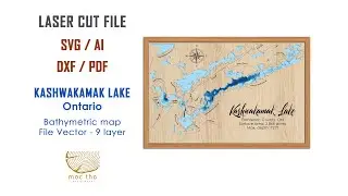 Digital file SVG - Kashwakamak lake wooden map 3d nautical