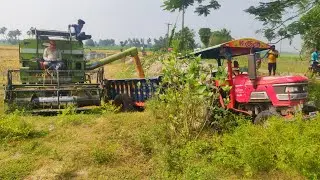 Kartar Harvester machine vs Mahindra 555 Di arjun tractor pulling | Swaraj Tractor power | CFV |