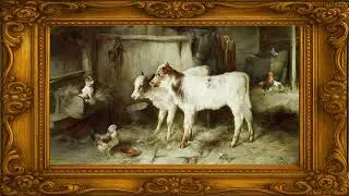 Barnyard Serenity with Calves & Chickens | 4K Vintage Cow Art Frame TV Display for Relaxation