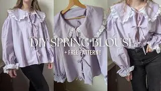 DIY Coquette Tie Front Blouse 🎀 | Sewing Tutorial + Free Pattern 🪡