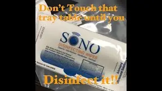 SONO Travel Safe Disinfecting Wipes for your Airplane tray table and monitor