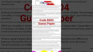 Aiou code 8604 guess paper bed | 8604 bed past paper | Aiou