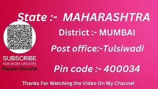 Maharashitra  Mumbai Tulswadi Ka pin code 400034 / Mumbai Tulswadi ka post office
