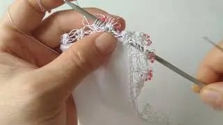 Herkesin beğendiği o model kum boncuklu şiş oyası (pipet oyası)
