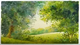 Peaceful countryside scenery - Watercolor Painting