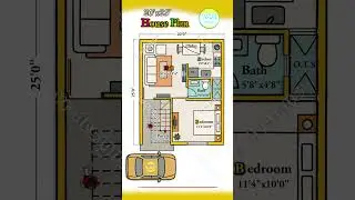 Tiny 20&times;25 Feet House Map with Porch | Cartoon Style | South Facing Small Plot Plan #SketchStyle