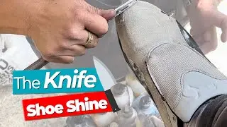 ИДЕАЛЬНАЯ чистка 🤗 🤗 АСМР Техника чистки обуви НОЖОМ #asmr #shoeshine #shoes