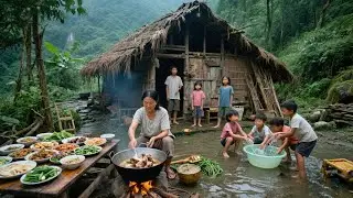 【一家七口隐居深山】今天做饭发现水堵住了，孩子们帮妈妈去查看水源，来自大自然的馈赠！#农村生活#三农