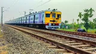 The View Of The EMU Local Train Standing Under The Cloudy Sky In The Winter Days Was Extraordinary