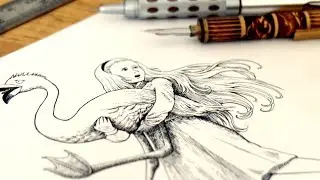 ink drawing timelapse - Alice in Wonderland