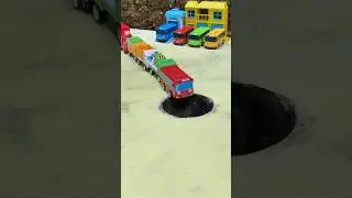 Big Truck Pushing Bus Car And Tow Car Into Pit Part 21 #jcb #jcbvideo #tractor #train