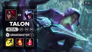 Talon Mid vs Katarina - KR Grandmaster Patch 11.4