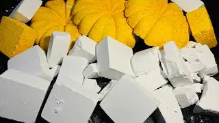 Yellow Crispy Pumpkin Shape Chalk ASMR Crush | Fresh Plain Gym Chalk Block Crush 