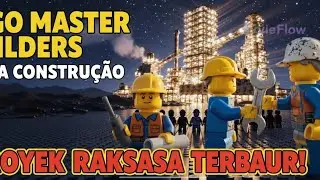 LEGO minifigures teaming up to build massive structures Tesla car,futrstk jet,and a giant cargo ship