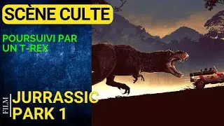 L'&eacute;quipe dans la jeep est poursuivi par un T-REX  