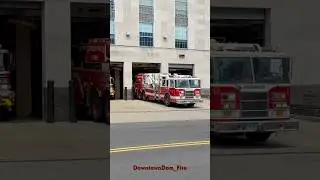 Greenwich Fire department Spare Ladder 1 Engine 2 Squad 1 responding on a commercial