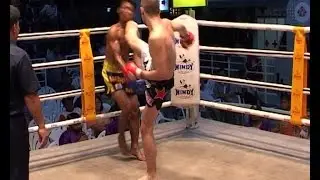 8 - Knock down by roundhouse kick in a  Muay Thai fight,  farang vs local fighter pattaya 2005