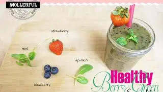 Healthy Berry Green Smoothie @Mollerful