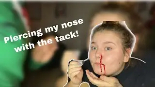 Piercing my nose with a tack (blood warning!!)