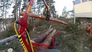 Kranman T-1900e, On/Off loading pineloggs.
