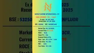 Navin Fluorine International Ltd latest news | Ex-Date: 04 JUL 2025 | #stockmarket