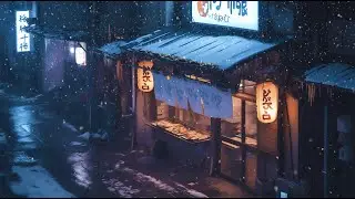 Warm Lantern Light Inside An Old Japanese Shop While Snow Falls ❄️ Relaxing Lofi Sounds