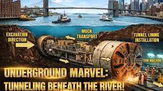 USA Under-River Tunnel Explained: Real TBM Process + Clear Cross-Section Simulation (AI-generated)