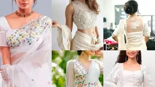 Latest white blouse designs 2025 / White Saree blouse design / White & off white blouse design