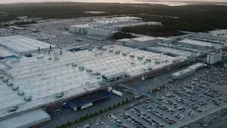 4518. Torslandaverken (Torslanda car plant) Drone Stock Footage Video