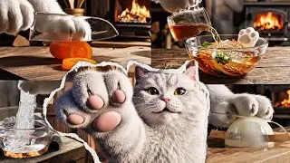 Giant Cat Cooks Glass Noodles! #AI #asmr #ai #cat #cooking 