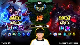 ShowMaker | Ahri MID vs Sion | Patch 26.3 | 2026-02-04 | KR CHALLENGER