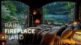 Peaceful Sleep Music | Relaxing Piano & Rain Sounds in Warm Bedroom for Stress Relief, Meditation