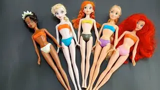 ASMR Most Popular Disney Princess Dolls   lots of colorful rainbow Dresses unpacking surprise toys 