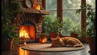 Rainy Night Cabin Fireplace 🔥🌧️ Lofi for Stress Relief