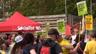 Rail workers strike and unions protest in Manchester - RMT, WFTU, USB, CGT, SWP (20 August 2022)
