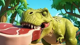 Hungry Dino Goes Crazy in the Kitchen 🦖🍰 | Funny Cooking Song for Kids