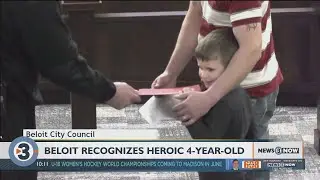 'True hero': Beloit boy whose quick thinking saved dad's life honored