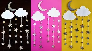 Wall hanging craft idea/Star,moon and cloud wall hanging/room decoration idea
