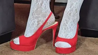 Stockings and Slingback High heeled Shoes