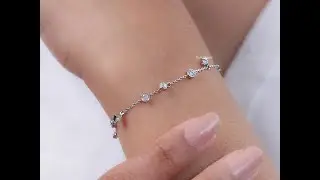 Bezel Set Round Diamond Charm Chain Bracelet  @Dvik-Jewels