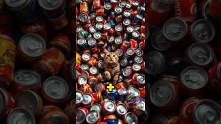 Cat in a soda can! 🧋🧋 #CatLife #CardboardFun #CreativePets #FunnyCats