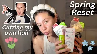 SPRING RESET VLOG! 🌸 (Room Reset, Cutting my own hair, cosmetic restock)