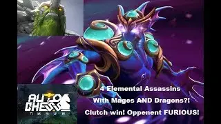 4 ELEMENTAL ASSASSINS WITH DRAGONS AND MAGES! Dota Auto Chess CLUTCH WIN!