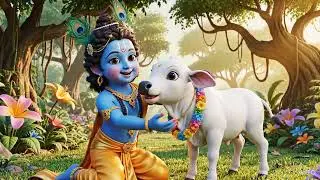 Little Krishna With a Little Cow Jungle 3D Animation