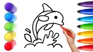 How To Draw cute Blue Whale🐋Drawing, Painting & Coloring For Kids and Toddlers_ Child Art 🐋🌈🎨