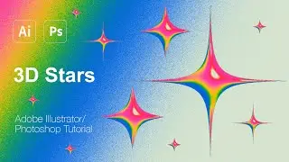 3D Stars with Gradient Map - Adobe illustrator & Photoshop Tutorial
