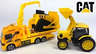 UNBOXING MIGHTY MACHINES FRONT LOADER DUMP TRUCK AND PLATFORM - KINETIC SAND STORY AT THE JOBSITE
